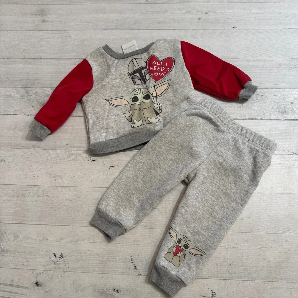 Start ways babyYoda all‎ you need is love valentines two piece outfit 6-9 months